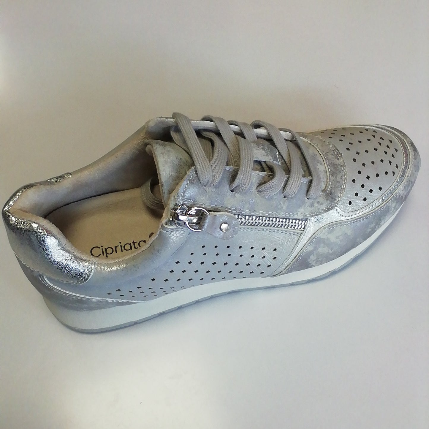 Cipriata 'ANTA' Silver Metallic Trainer