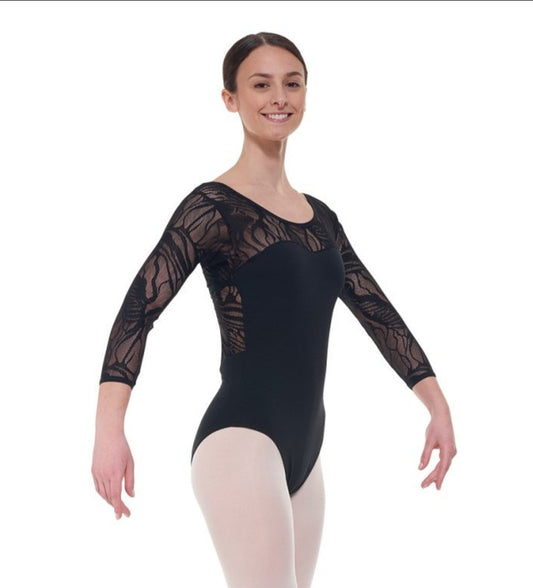 Poppered Bodysuit/Leotard with Contour Lace