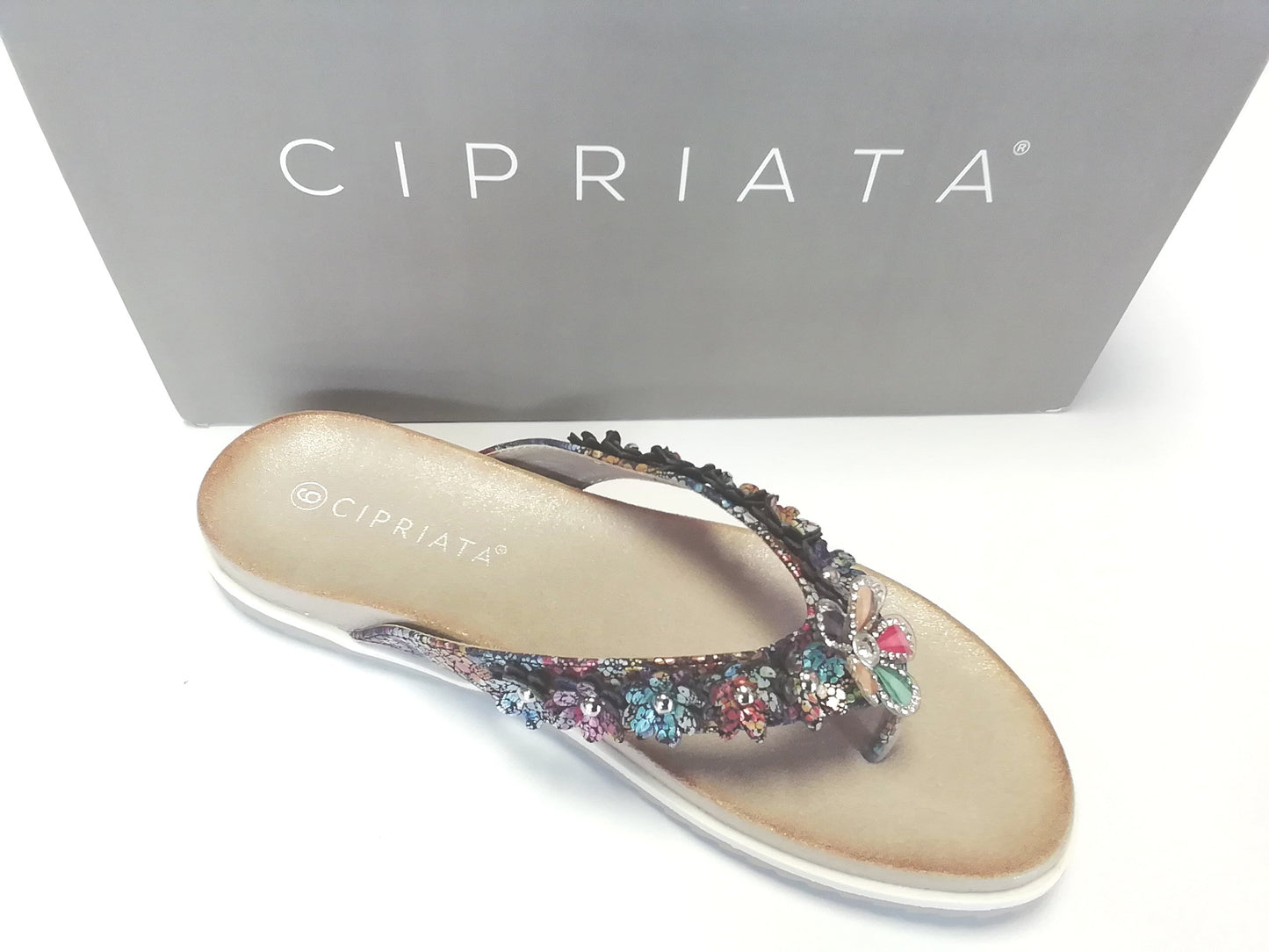 Cipriata 'AIDA' Flower Toe Post Mule Sandal