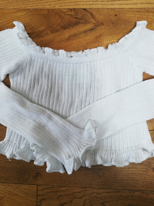 White Ruffle Warm Up Jumper