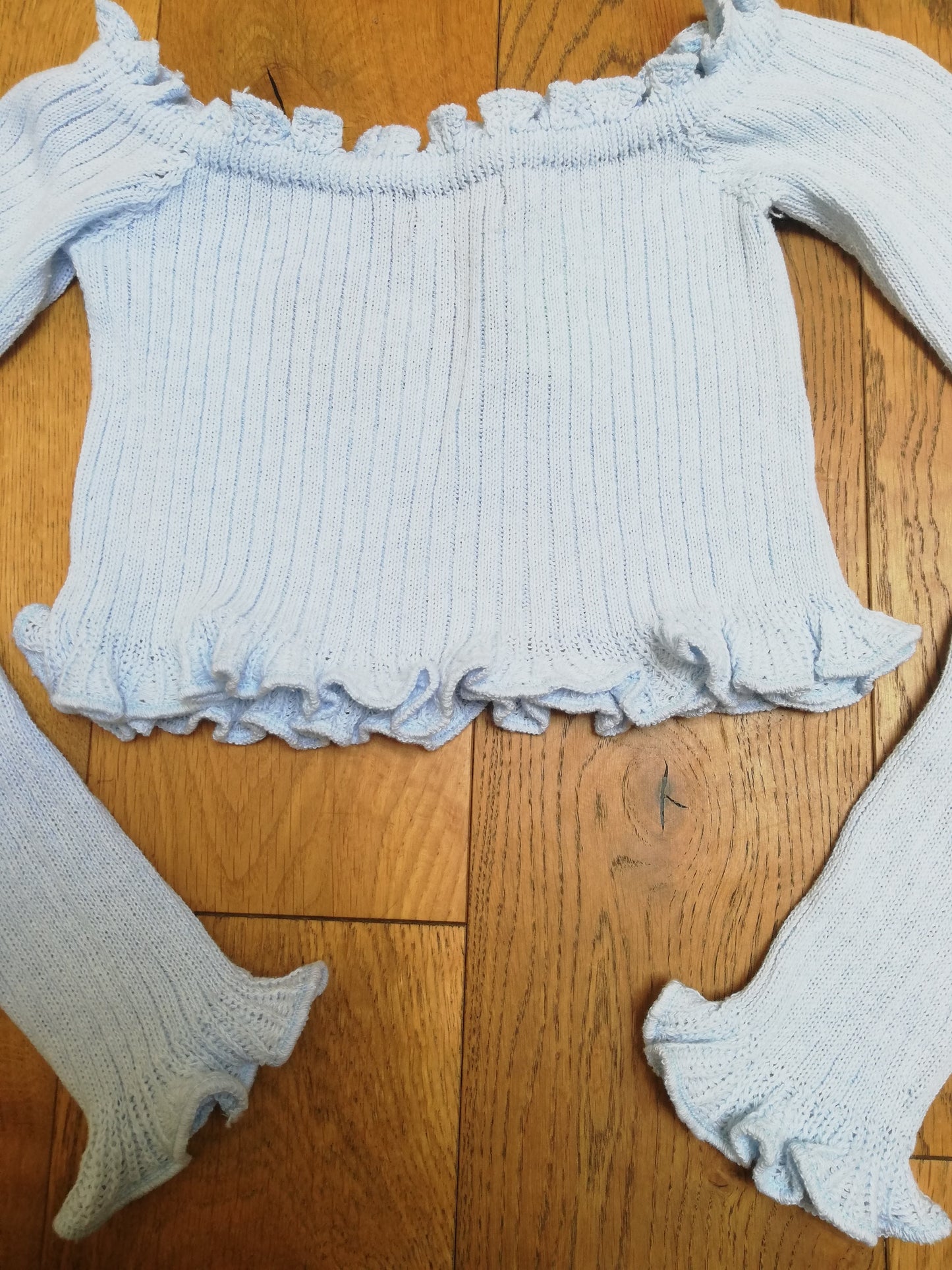 Pale Blue Ruffle Warm Up Jumper