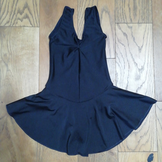 Black Sleeveless Ruched Front Skirted Leotard