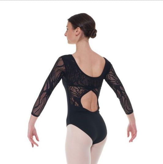 Poppered Bodysuit/Leotard with Contour Lace