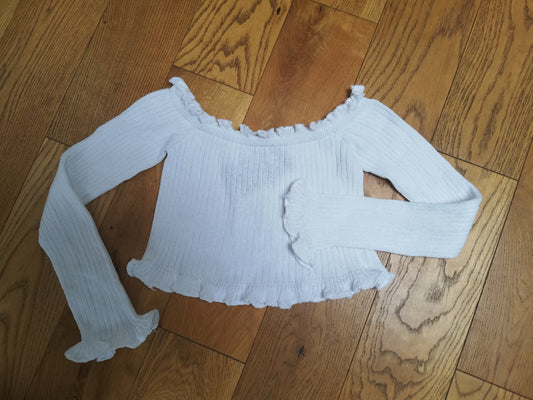 White Ruffle Warm Up Jumper