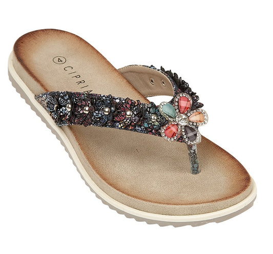 Cipriata 'AIDA' Flower Toe Post Mule Sandal